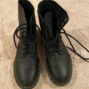 Black Dr.Martens 1460 Pascal Soft Pebble Leather Boots w/Airwalk Sole